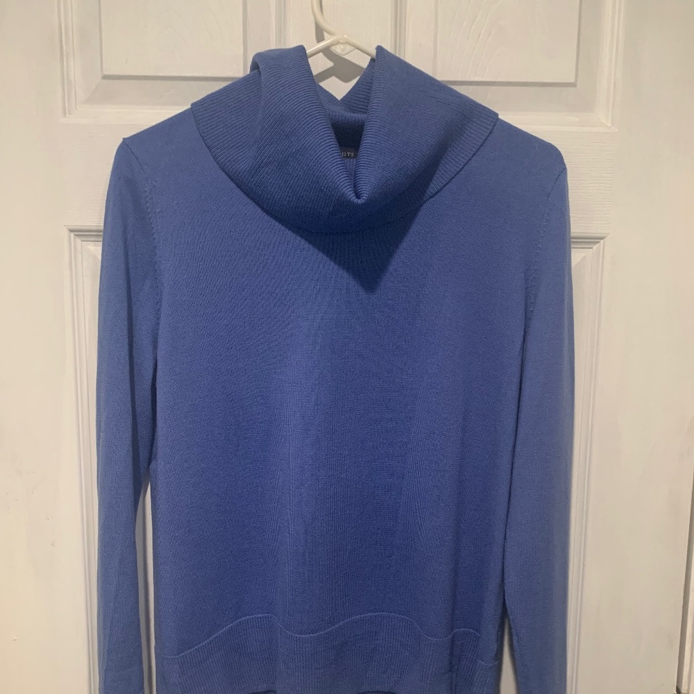 Talbots Merino Blue Cowl Neck Sweater
